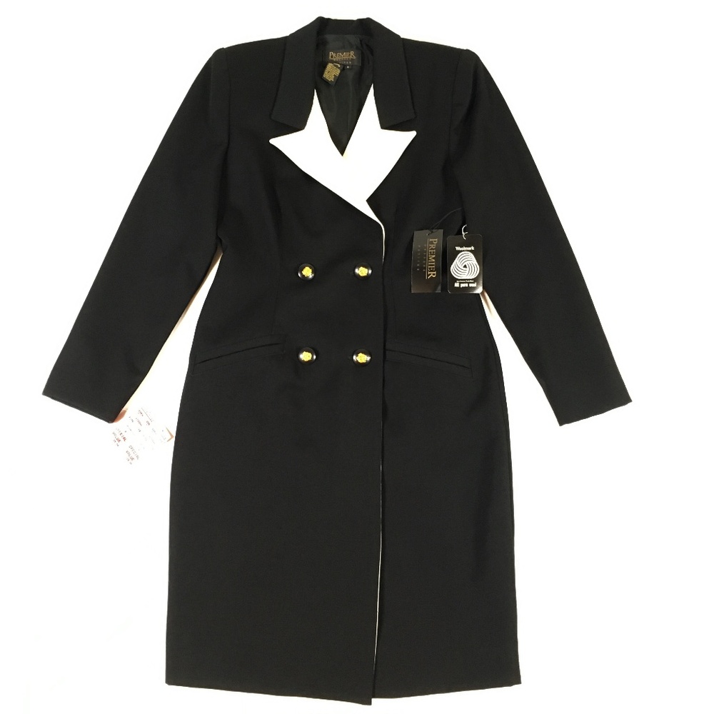 Vintage Premier Black Wool Dress Coat 6